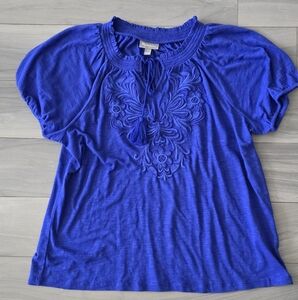 Style & Co. Blue Embroidered Blouse